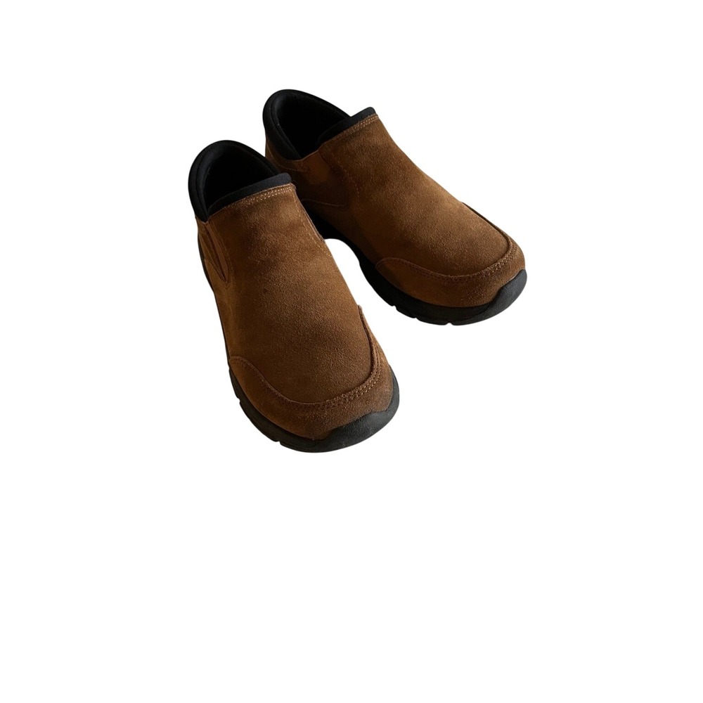 Lands End Womens All Weather Suede Mocs Brown Slip On Shoes 444683 Size 8.5 B